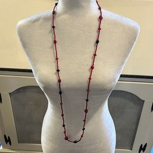 Red/black beaded necklace. Worn several times. Listing #7006